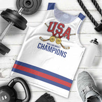 Custom United States Hockey 1980-2026 Gold Medal Men Tank Top Embroidery Effect White Style