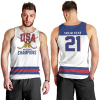 Custom United States Hockey 1980-2026 Gold Medal Men Tank Top Embroidery Effect White Style