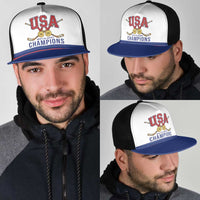 United States Hockey 1980-2026 Gold Medal Mesh Trucker Cap Embroidery Effect White Style