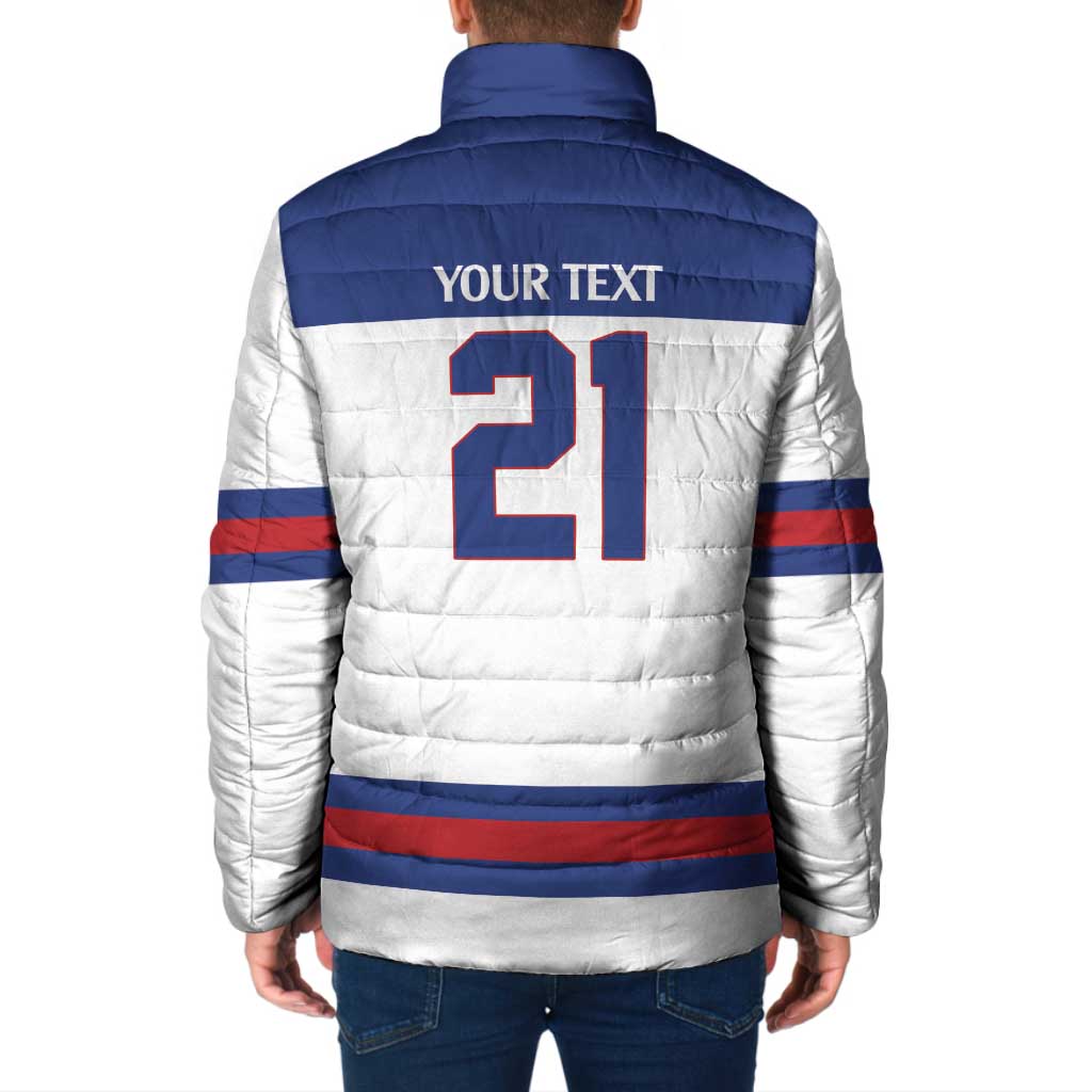 Custom United States Hockey 1980-2026 Gold Medal Padded Jacket Embroidery Effect White Style