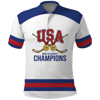 Custom United States Hockey 1980-2026 Gold Medal Polo Shirt Embroidery Effect White Style