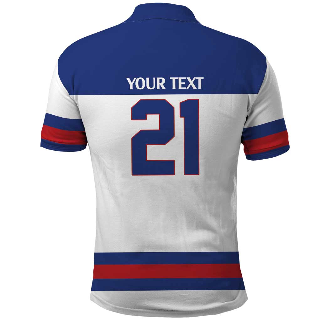 Custom United States Hockey 1980-2026 Gold Medal Polo Shirt Embroidery Effect White Style