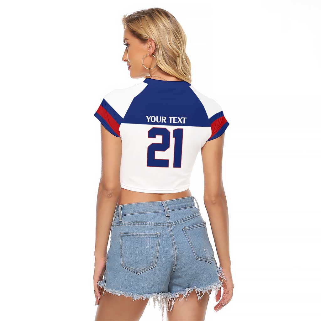 Custom United States Hockey 1980-2026 Gold Medal Raglan Cropped T Shirt Embroidery Effect White Style