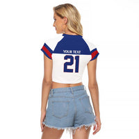 Custom United States Hockey 1980-2026 Gold Medal Raglan Cropped T Shirt Embroidery Effect White Style