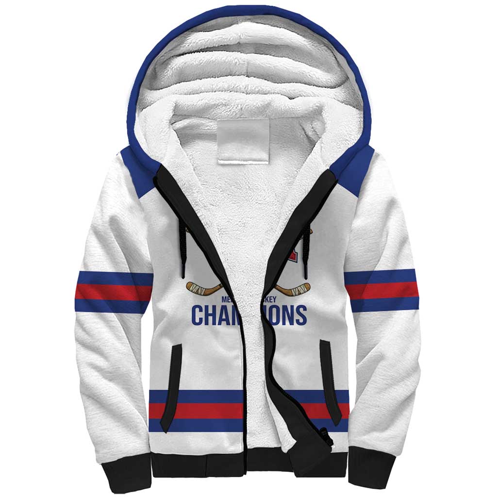 Custom United States Hockey 1980-2026 Gold Medal Sherpa Hoodie Embroidery Effect White Style