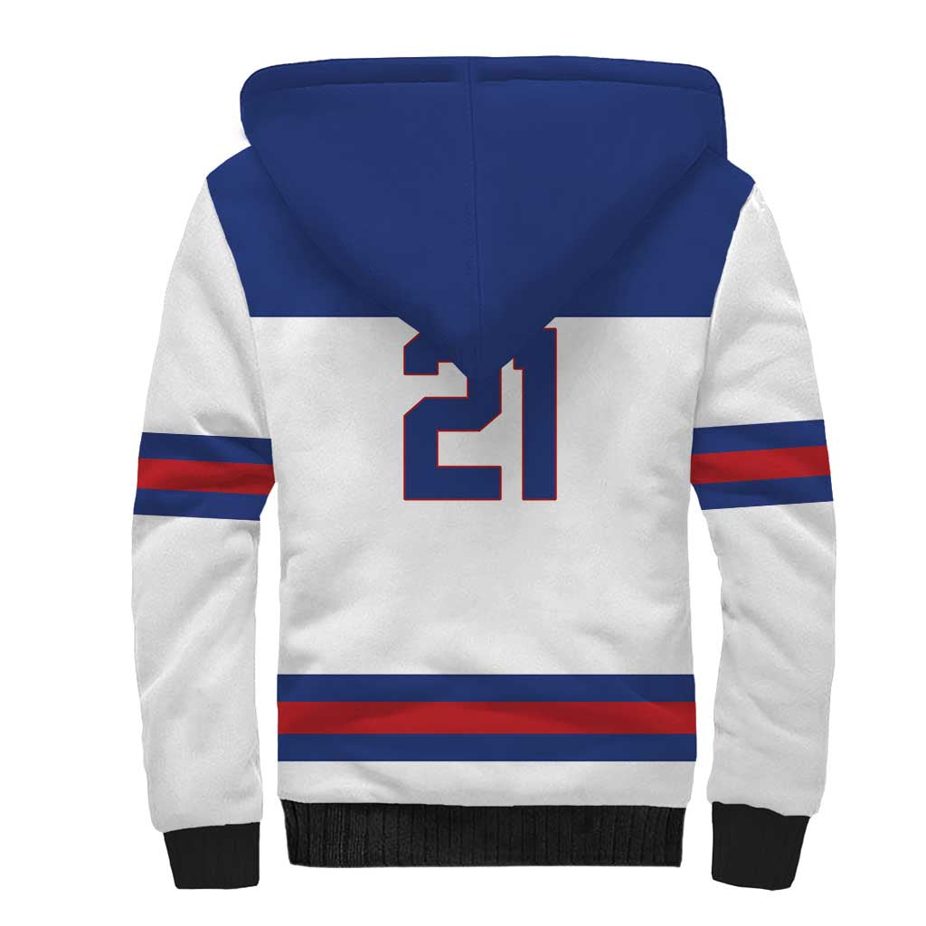 Custom United States Hockey 1980-2026 Gold Medal Sherpa Hoodie Embroidery Effect White Style
