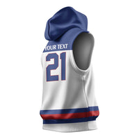 Custom United States Hockey 1980-2026 Gold Medal Sleeveless Hoodie Embroidery Effect White Style