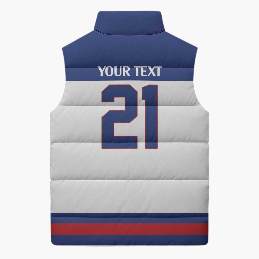 Custom United States Hockey 1980-2026 Gold Medal Sleeveless Puffer Jacket Embroidery Effect White Style