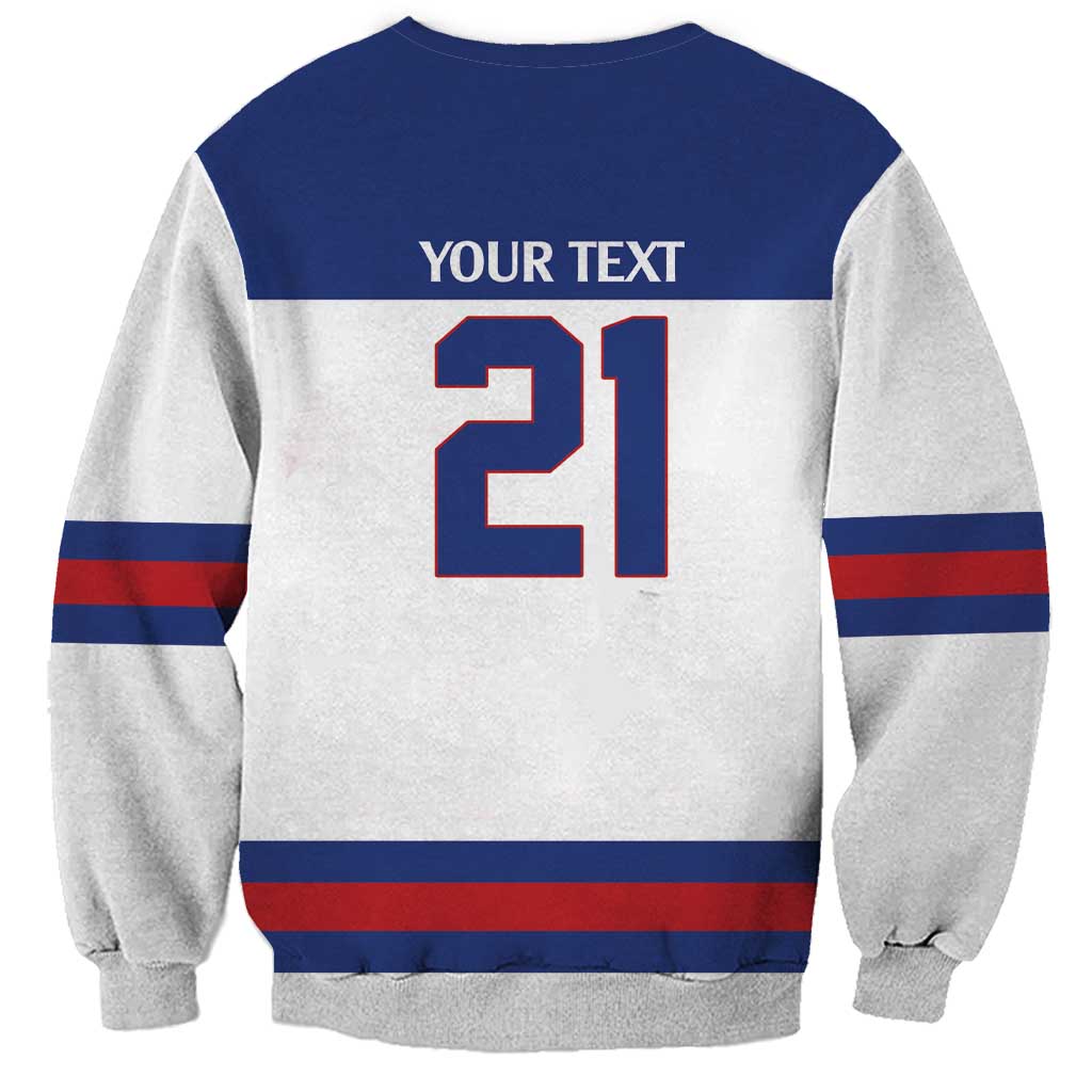 Custom United States Hockey 1980-2026 Gold Medal Sweatshirt Embroidery Effect White Style