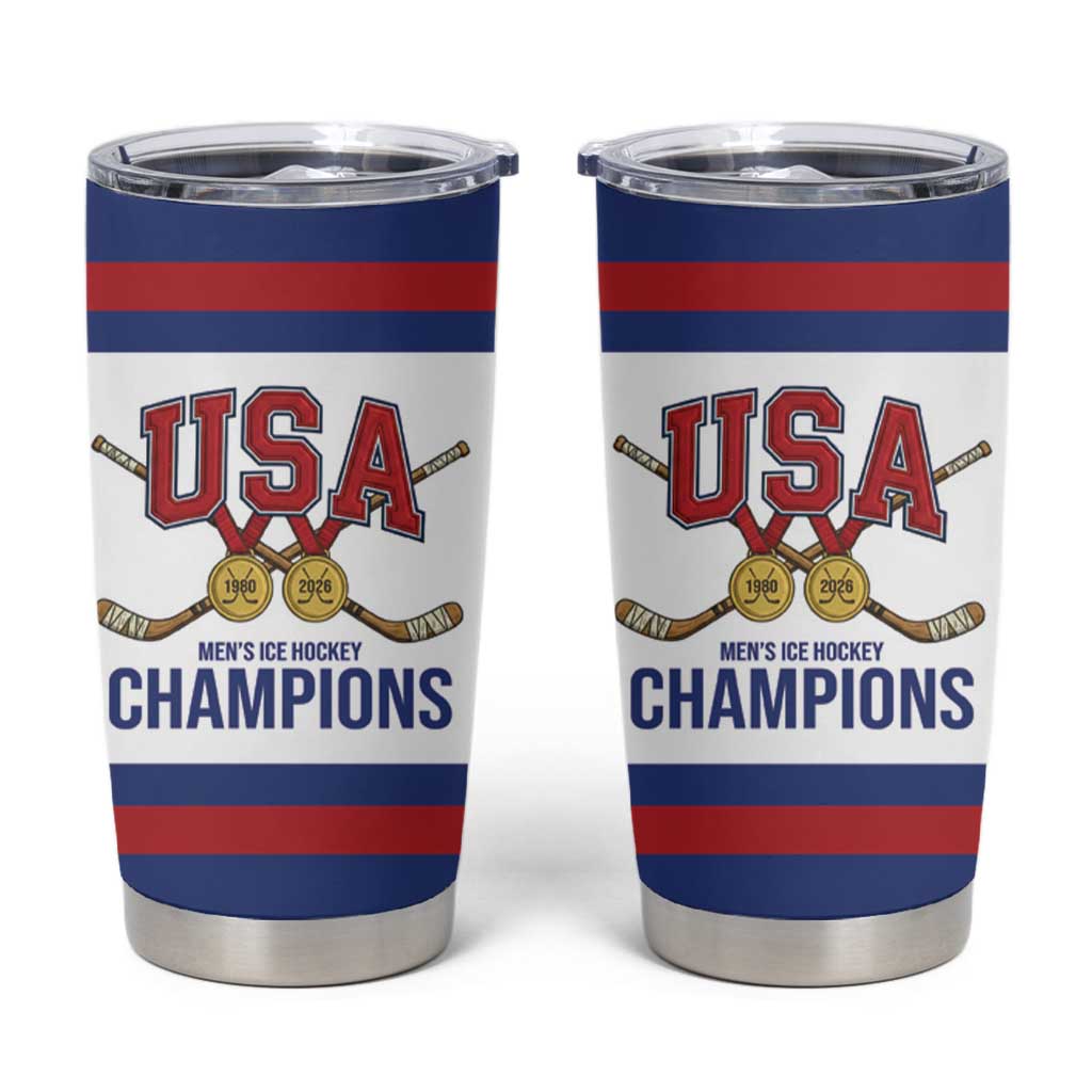 United States Hockey 1980-2026 Gold Medal Tumbler Cup Embroidery Effect White Style