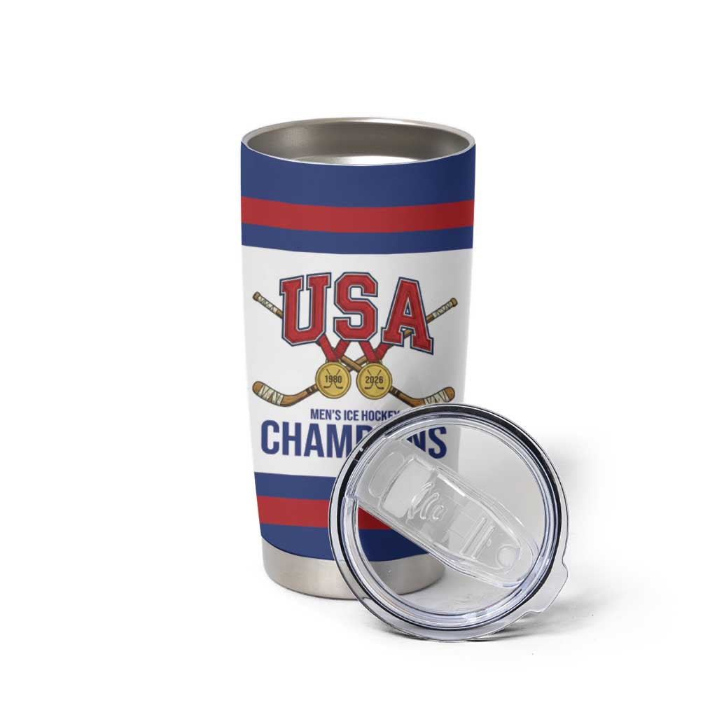 United States Hockey 1980-2026 Gold Medal Tumbler Cup Embroidery Effect White Style