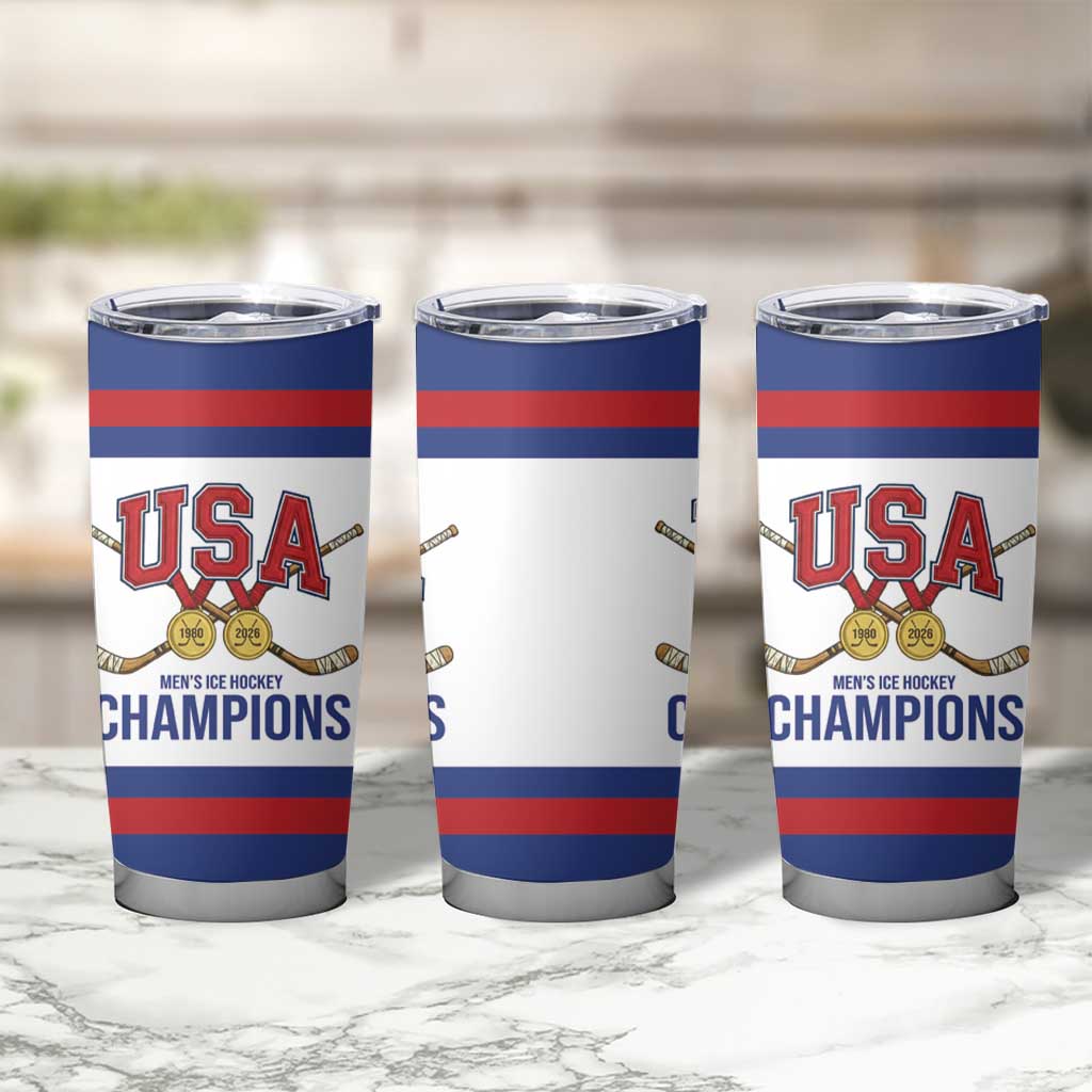United States Hockey 1980-2026 Gold Medal Tumbler Cup Embroidery Effect White Style