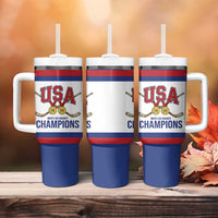 United States Hockey 1980-2026 Gold Medal Tumbler With Handle Embroidery Effect White Style
