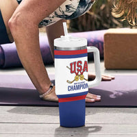United States Hockey 1980-2026 Gold Medal Tumbler With Handle Embroidery Effect White Style
