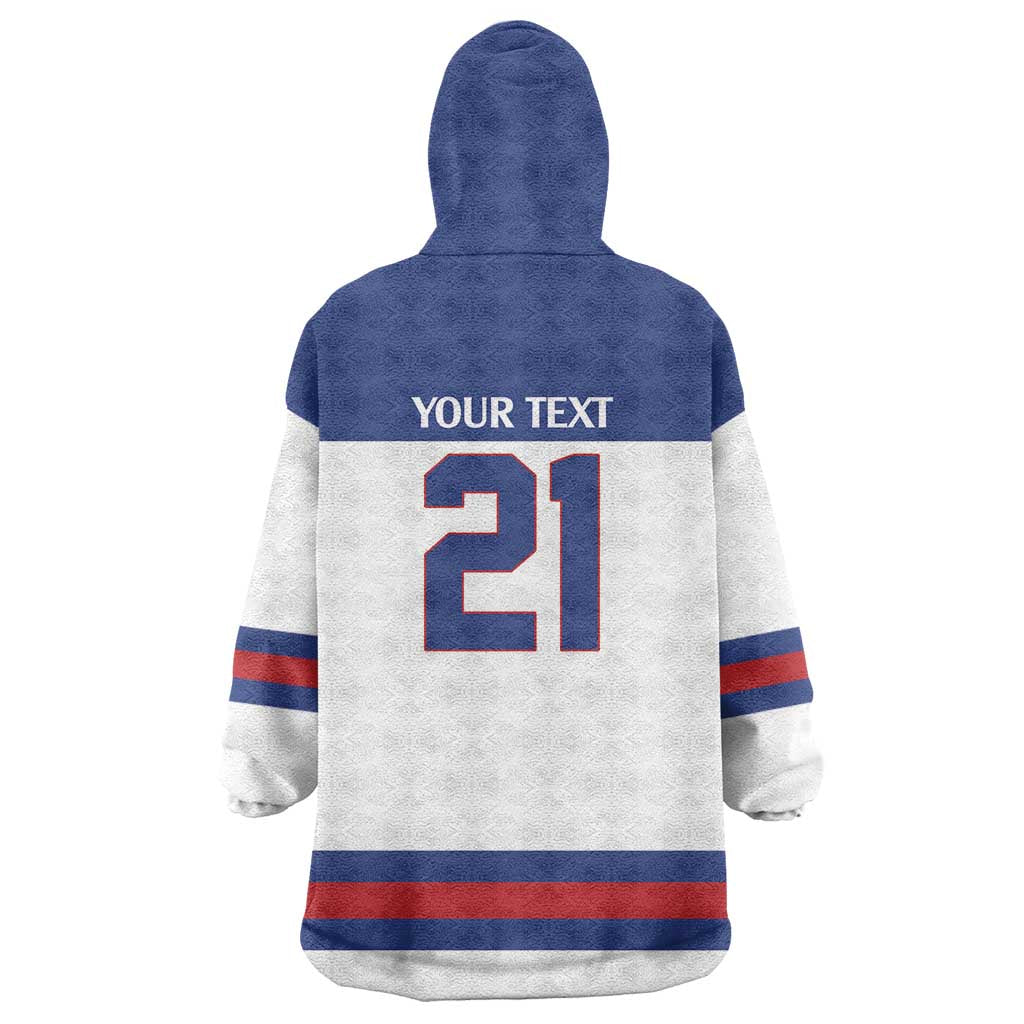 Custom United States Hockey 1980-2026 Gold Medal Wearable Blanket Hoodie Embroidery Effect White Style