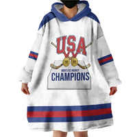 Custom United States Hockey 1980-2026 Gold Medal Wearable Blanket Hoodie Embroidery Effect White Style