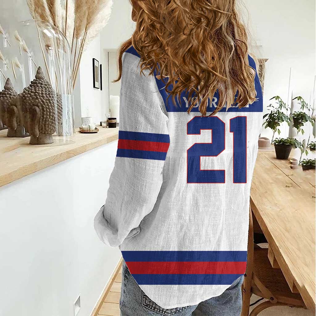 Custom United States Hockey 1980-2026 Gold Medal Women Casual Shirt Embroidery Effect White Style