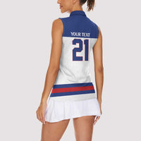 Custom United States Hockey 1980-2026 Gold Medal Women Sleeveless Polo Shirt Embroidery Effect White Style