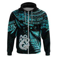 Matariki New Zealand Hoodie Maori Manaia with Paua Shell - Aqua - Wonder Print Shop