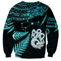 Matariki New Zealand Sweatshirt Maori Manaia with Paua Shell - Aqua - Wonder Print Shop