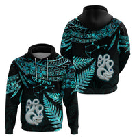 Custom Matariki New Zealand Hoodie Maori Manaia with Paua Shell - Aqua - Wonder Print Shop