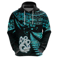 Custom Matariki New Zealand Hoodie Maori Manaia with Paua Shell - Aqua - Wonder Print Shop