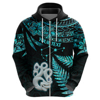 Custom Matariki New Zealand Hoodie Maori Manaia with Paua Shell - Aqua - Wonder Print Shop