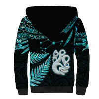 Custom Matariki New Zealand Sherpa Hoodie Maori Manaia with Paua Shell - Aqua - Wonder Print Shop