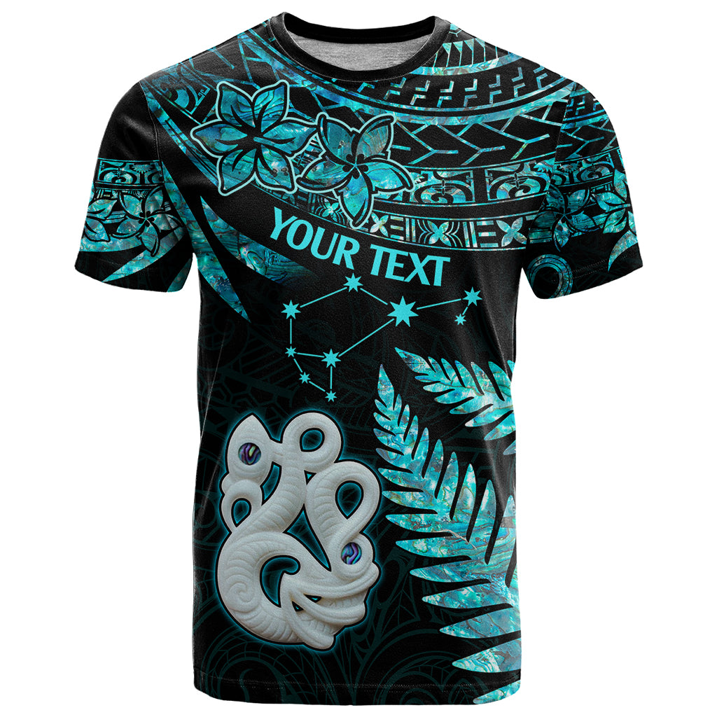 Custom Matariki New Zealand T Shirt Maori Manaia with Paua Shell - Aqua - Wonder Print Shop