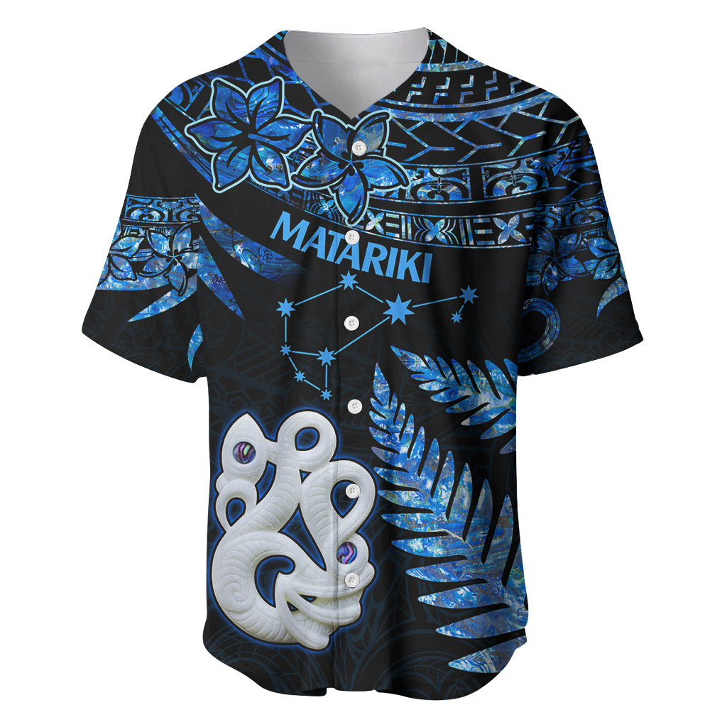Matariki New Zealand Baseball Jersey Maori Manaia with Paua Shell - Blue LT9 - Wonder Print Shop