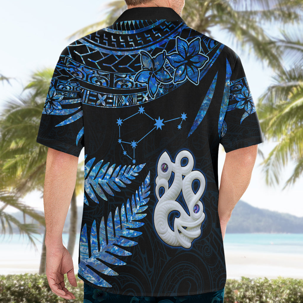 Matariki New Zealand Hawaiian Shirt Maori Manaia with Paua Shell - Blue - Wonder Print Shop
