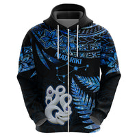 Matariki New Zealand Hoodie Maori Manaia with Paua Shell - Blue - Wonder Print Shop