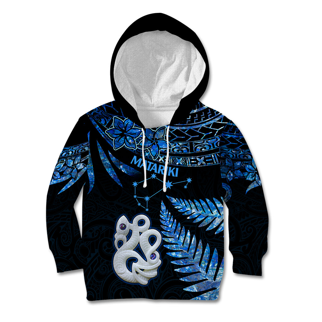 Matariki New Zealand Kid Hoodie Maori Manaia with Paua Shell - Blue - Wonder Print Shop