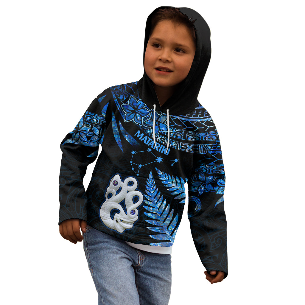 Matariki New Zealand Kid Hoodie Maori Manaia with Paua Shell - Blue - Wonder Print Shop