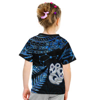 Matariki New Zealand Kid T Shirt Maori Manaia with Paua Shell - Blue - Wonder Print Shop