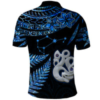 Matariki New Zealand Polo Shirt Maori Manaia with Paua Shell - Blue - Wonder Print Shop