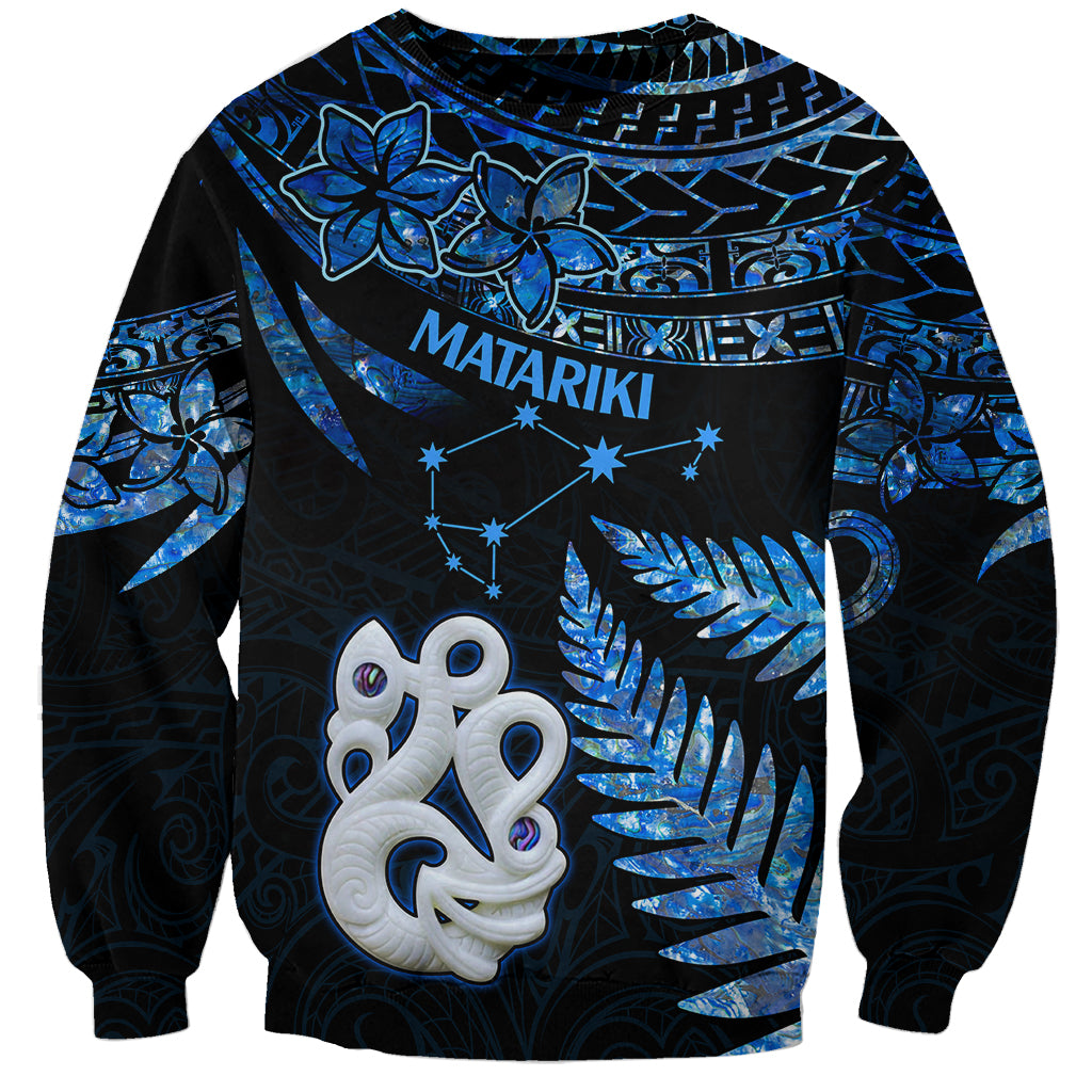 Matariki New Zealand Sweatshirt Maori Manaia with Paua Shell - Blue - Wonder Print Shop