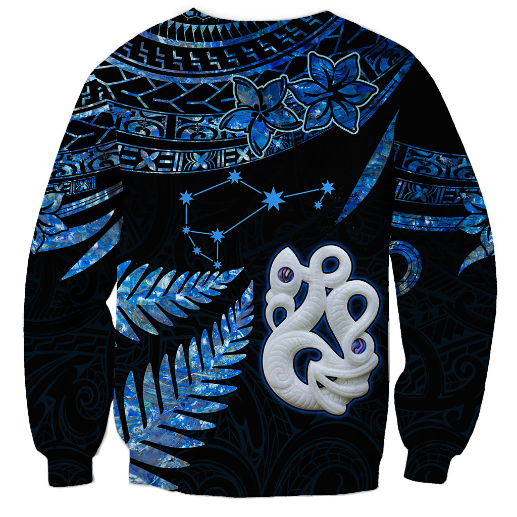 Matariki New Zealand Sweatshirt Maori Manaia with Paua Shell - Blue - Wonder Print Shop