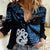 Matariki New Zealand Women Casual Shirt Maori Manaia with Paua Shell - Blue - Wonder Print Shop
