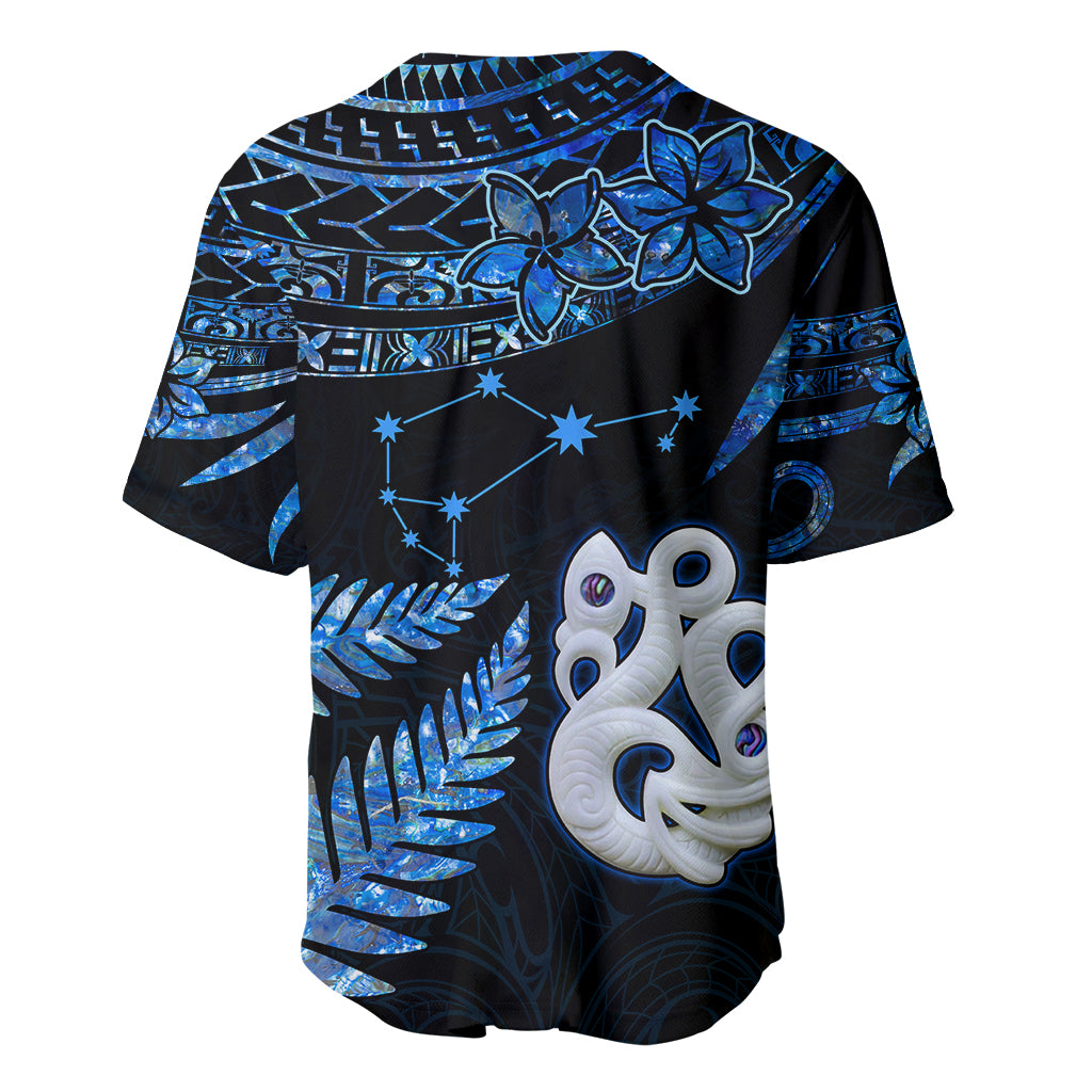 Custom Matariki New Zealand Baseball Jersey Maori Manaia with Paua Shell - Blue LT9 - Wonder Print Shop