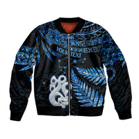 Custom Matariki New Zealand Bomber Jacket Maori Manaia with Paua Shell - Blue LT9 - Wonder Print Shop