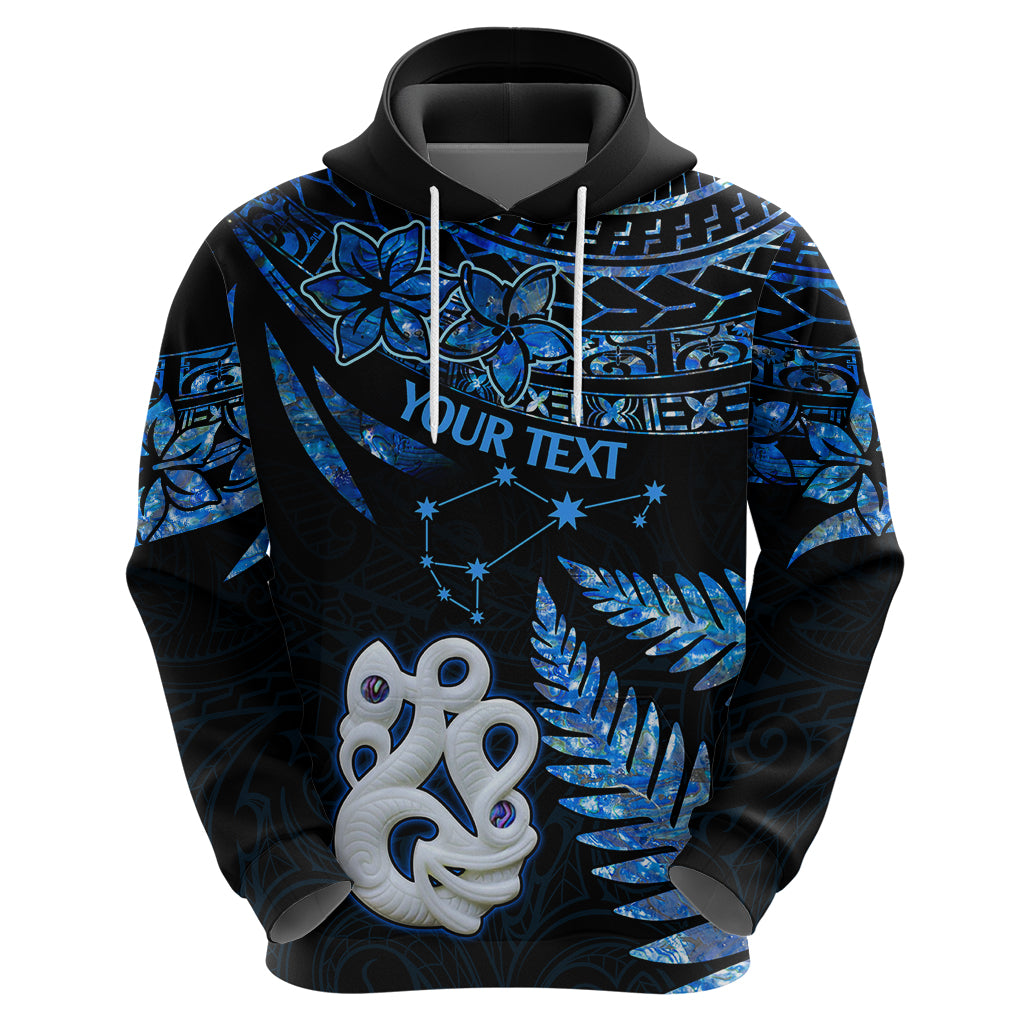 Custom Matariki New Zealand Hoodie Maori Manaia with Paua Shell - Blue - Wonder Print Shop