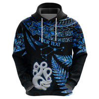 Custom Matariki New Zealand Hoodie Maori Manaia with Paua Shell - Blue - Wonder Print Shop