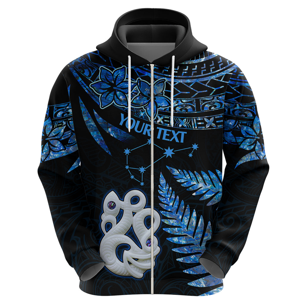 Custom Matariki New Zealand Hoodie Maori Manaia with Paua Shell - Blue - Wonder Print Shop