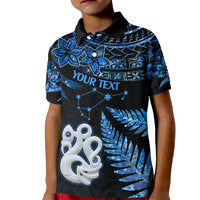 Custom Matariki New Zealand Kid Polo Shirt Maori Manaia with Paua Shell - Blue - Wonder Print Shop