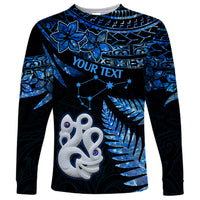 Custom Matariki New Zealand Long Sleeve Shirt Maori Manaia with Paua Shell - Blue - Wonder Print Shop
