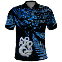Custom Matariki New Zealand Polo Shirt Maori Manaia with Paua Shell - Blue - Wonder Print Shop