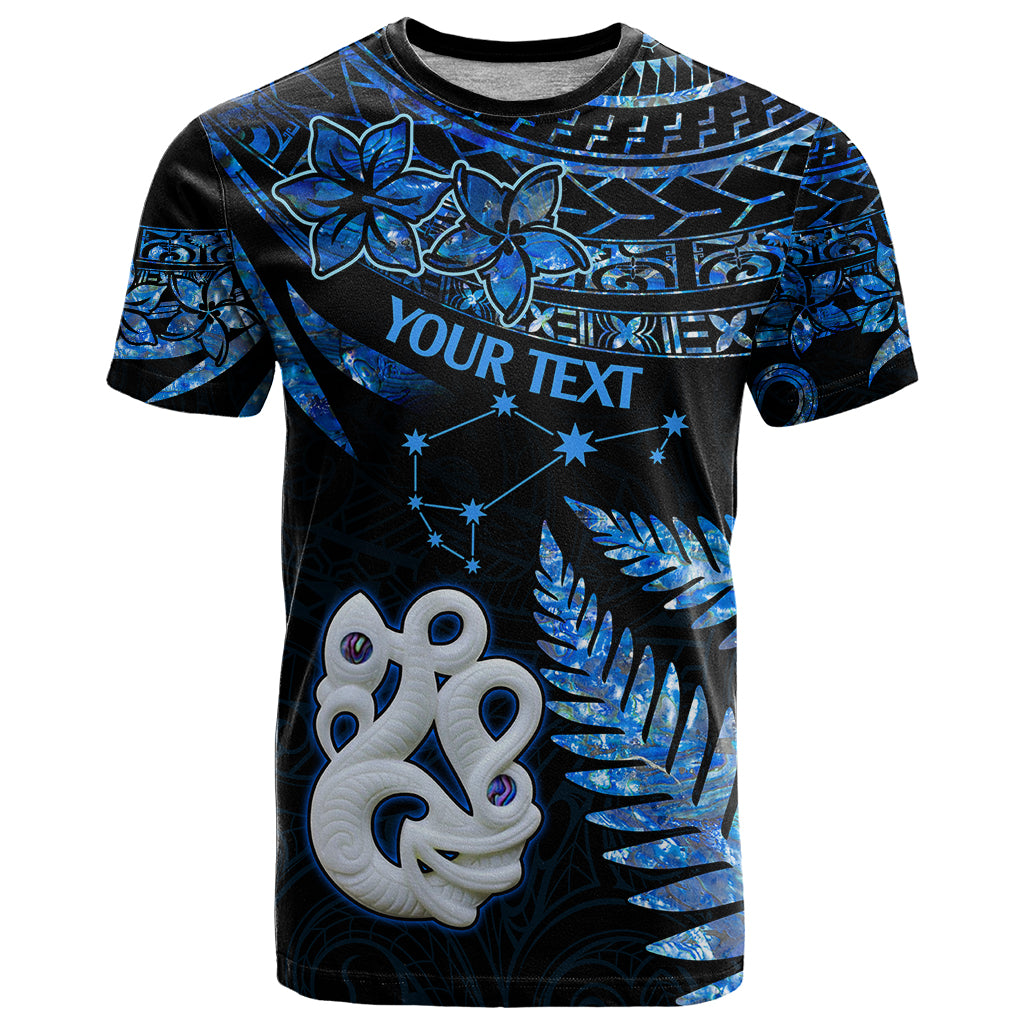 Custom Matariki New Zealand T Shirt Maori Manaia with Paua Shell - Blue - Wonder Print Shop