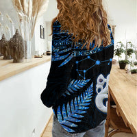 Custom Matariki New Zealand Women Casual Shirt Maori Manaia with Paua Shell - Blue - Wonder Print Shop