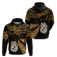 Maori Hoodie Matariki Stars Manaia with Paua Shell - Gold - Wonder Print Shop